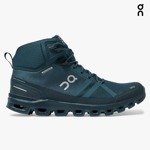 Men's On Cloudrock Waterproof Hiking Boots Turquoise | NZ-37982