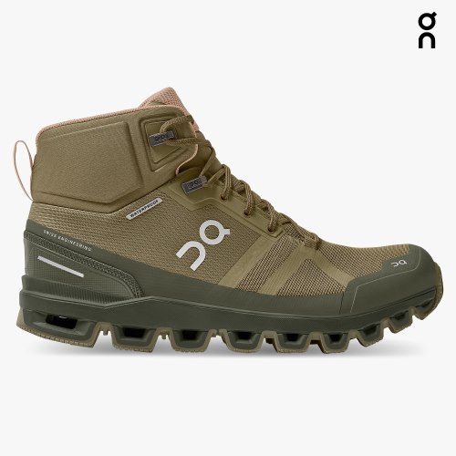 Women's On Cloudrock Waterproof Hiking Boots Olive | NZ-18504