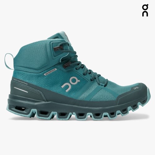 Women's On Cloudrock Waterproof Hiking Boots Turquoise | NZ-43178